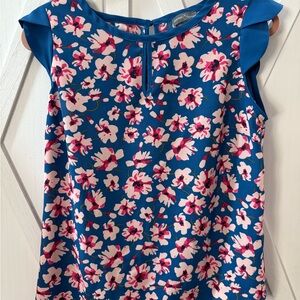Market & Spruce Blue Floral Blouse